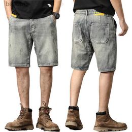 Men's Jeans Men's Summer Shorts Jeans Oversize Straight Loose Fit Patchwork Desinger Denim Shorts Summer Knee Length Pants StreetwearL231208