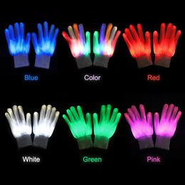 LED Gloves 1Pair Glowing Halloween Party Props Luminous Glove Flashing Skull Stage Costume Christmas Supplies 231207