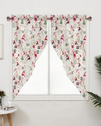 Curtain Christmas Flower Bell Santa Elk Curtains For Bedroom Window Living Room Triangular Blinds Drapes