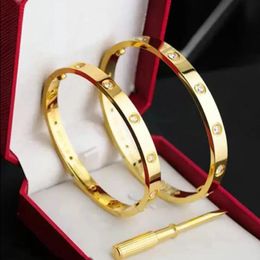 Designer Screw Bracelet Fashion Luxury Jewelrys Trendy Bangle 18K Gold Plated Titanium Steel Diamond for Women Men Nail Bracelets Silve Keib