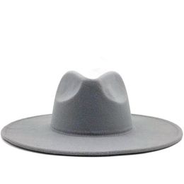 Classical Wide Brim Fedora Hat Black white Wool Hats Men Women Crushable Winter Hat Wedding Jazz Hats231S