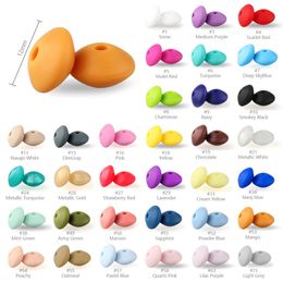 Teethers Toys 50Pcs 12mm Lentil Silicone Beads Perle Dentition DIY Food Grade Baby Abacus Teether Bead Teething Necklace Nursing Toy 231207
