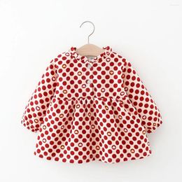 Girl Dresses Girls Dress Polka-dot Printing 2023 Autumn And Winter Plus Velvet Korean Princess Wholesale Kids Clothes