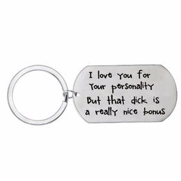 Keychains 12PC Lot I Love You Keychain Dog Tag Stainless Steel Keyring For Couple Girlfriend Boyfriend Wife Husband Key Chain Funn310x