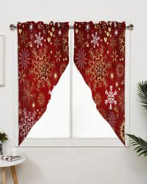 Curtain Christmas Snowflake Red Curtains For Bedroom Window Living Room Triangular Blinds Drapes