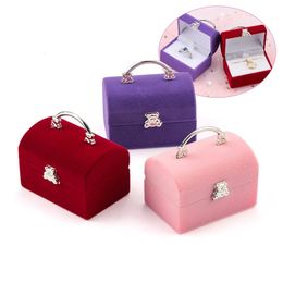 Storage Boxes 1 piece of small pearl treasure box velvet wedding ring box necklace display box cute bear gift box jewelry packaging box 231208