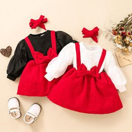 Girl Dresses CitgeeSpring Valentine's Day Toddler Dress Long Puff Sleeve Bow A-Line Headband Fall Clothes