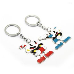 Keychains HSIC 2 Styles Cuphead Keychain Metal Cup Head Key Ring Car Holder Anime Figure Chains For Men Women Llavero HC12779 Fred278R