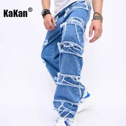 Mens Jeans Kakan European and American Vintage Tassel Jeans for Men Trendy Loose High Street Wide Leg Pants K92010 231208