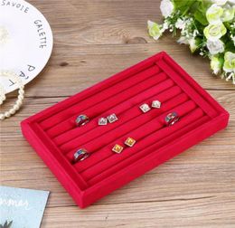 s Fashion Portable Velvet Jewelry Ring Earring Insert Display Cufflinks Organizer Box Wooden Flat Stackable Tray Holder St8055743
