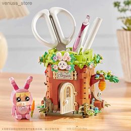 Blocks Loz Creative Mini Pen Holder Forest Rabbit Tree House Building Block Diy Office Desktop Decoration Stationery Brick For Kids Gif R231208