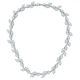 Chains YUNTONG Lefei Fashion Trendy Luxury Classic Moissanite 48 CT Diamond-set Eye Leaves Necklaces For Women S925 Silver Jewellery Gift