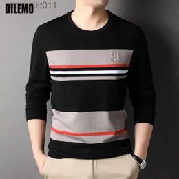 Men's T-Shirts Top Grade Designer Luxury Fashion Brand t Shirt For Mens New 2023 Striped Long Sle Korean Soft Tops Casual Men Clothing L231208