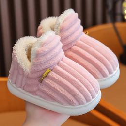 Slipper Children s Multiple Cute Cartoon Flat Plush Slippers Soft Sole Non slip Winter Warm Baby Boys Girls Indoor Home Cotton snow Shoe 231207