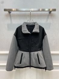 Women's Jackets High Quality Autumn/winter Wool Splice Design Coat With Unique Waist Cut Stand Neck For Windproof And Warm Protection