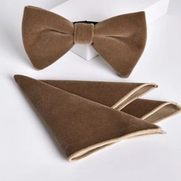 Bow Ties Good Quality Velvet Tie Men Handkerchief Gentleman Dinner Fashion Tuxedo Beautiful Bowtie Set