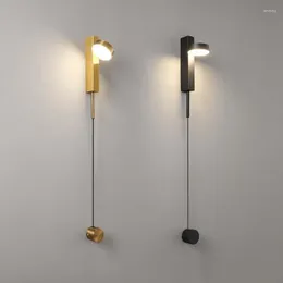 Wall Lamp Nordic Rotate Led Light Black Gold Wrought Iron Acrylic Bedroom Bedside Reading Living Room Aisle Sconces