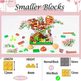 Blocks Cherry Blossom Treehouse Bonsai Tree Building Blocks Set Sakura Botanical Collection Building Set for Adults Teens Home Decor R231208