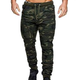 Men s Pants Casual Men Trousers Camouflage Print Elastic Waist Drawstring Spring Ankle banded Wear resistant Sweatpants for Sports 231208