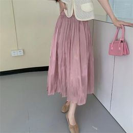 Skirts Alien Kitty Gentle OL Maxi Women A-Line Fashion Satin All Match 2023 Lady Summer High Waist Slim Casual Daily Chic