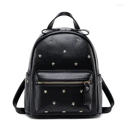 School Bags Korean Style Women's Rivet Backpacks Bag Brand Fashion Lovely Backpack For Girl PU Leather Schoolbag 2024