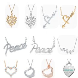 luxury Designer Tiffanines Pendant necklaces for woman S925 sterling silver letter heart-shaped 18k gold-plated necklace necklace Jewellery New Year gifts