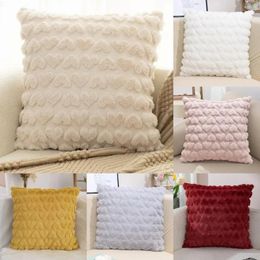 Pillow Plush Solid Color Heart Geometry Soft Throw Pillowcase Embroidery Cover For Living Room Sofa Decoration 45x45cm