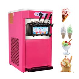 Stainless Steel Soft Ice Cream Making Machine 3 Flavors Ice Cream Makers Silver Dessert Sweet Cone Vending Machine