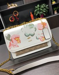 Top Lychee Pattern Printed Chain Bag Flower Embroidery File Holder Small Square Bags