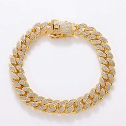 Wholesale Iced Out VVS Moissanite Cuban Chain Bracelet 8mm White Gold Plated Silver925 Hiphop Link Women Men