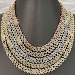 12mm Miami Style 18k Solid Gold Plated Silver Moissanite Diamond Chain 3 Row Iced Out Spiked Cuban Chain for Sale in America