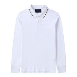 Mens Polo Shirt Long Sleeves Stretch Pullover Casual Cotton Collar Tops T-Shirts White Size S-XXL