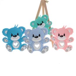 Teethers Toys 20pcs Silicone Baby Teether Bear Teethers Pendant For Pacifier Nurse Accessories Baby Products Silicone Teething Toys BPA Free 231208