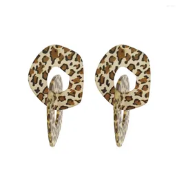 Hoop Earrings Trendy Irregular Circle Linked Leopard Print Drop For Women Girl Casual Charmy OL Multi Wearing Jewellery