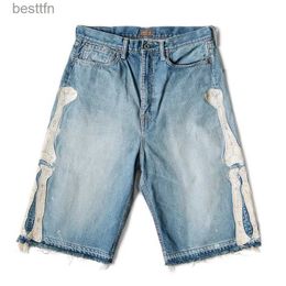 Мужские джинсы kapital hirata hohiro Ship Reloxed Brants Вышитые костяные мыть использовали r Edge Denim Shorts для мужчин и женщин повседневные джинсы231208