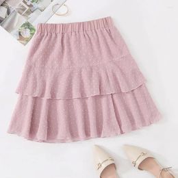 Skirts Summer Woman Short Female High-waisted Thin Pleated Fashion Ladies High Waist Casual Pink