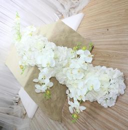 Decorative Flowers Wreaths 1M Orchid Hydrangea Table Flower Banquet Artificial Runner Party Event Home Wedding Decoration Row Su5154222