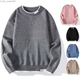 Men's Sweaters Autumn Winter Knitwear Men's Sweaters Round Neck Pullovers Cold Top Y2K Clothing Korean Trendy Khaki Pink Jumpers Unisex ClothesL231113