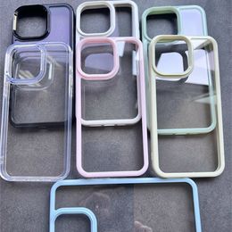 Candy Bumper Clear Cases For iPhone 15 14 13 12 11 Pro Plus 15pro 14pro 13pro Back Cover Crystal Simple Transparent Shockproof DIY Cell Phone Case