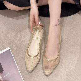 Dress Shoes Pointed Toe Low Heel Elegant For Woman 2023 Black Women's Summer Footwear Gold Y2k Lastest Non Slip With Discount Stylish