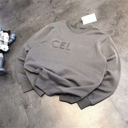 Autumn and Winter Classic Customised CEL Embossed Steel Stamped Letter Fur Loop Style Couple Sweater Lazy INS