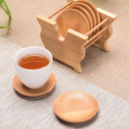 Table Mats High Quality Bamboo And Holder Set Home Office Meeting Room Mugs Drinking Cup Mat Tea Accessories