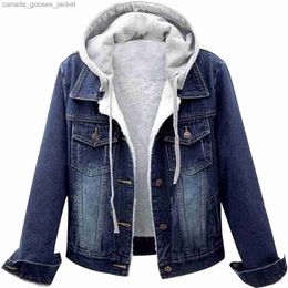 Women's Jackets 5xl Women Denim Chic Jacket Fe Oversize Outerwear Loose Short Bf Hooded Jeans Coat Big Pocket Tops 2023 Spring Autumn L231208