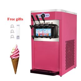 Desktop Soft Ice Cream Maker 3 Flavors Commercial Stainless Steel With English Operating System Ice Cream Making Machine