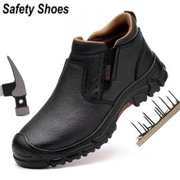 Safety Shoes Mens Leather Safety Shoes Anti-Scalding Industrial Shoes Anti-Smash Anti-Puncture Work Shoes Composite Toe Shoes Waterproof 231207