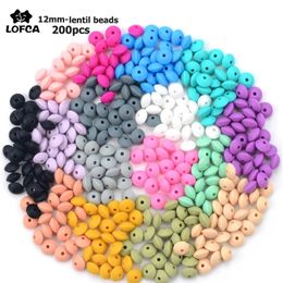Teethers Toys 12MM 200pcs/lot Silicone lentil Beads Silicone BPA Free DIY Charms born Nursing Accessory Teething Necklace Teething Toy 231208