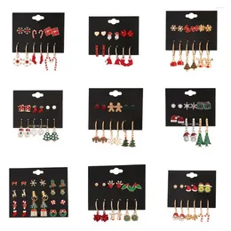 Stud Earrings Christmas For Women Tree Snowman Snowflake Elk Set Santa Claus Gifts Fashion Jewellery