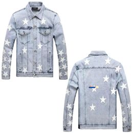 High Designer Men's Jackets Street Hole Patch Womens Amirs Jacket Star Embroidery Denim Jacket Size S/m/l/xl/xxl Y2K 143