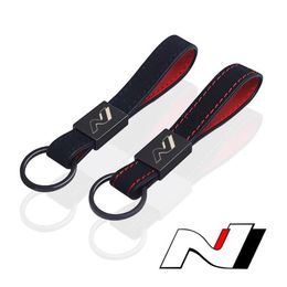 Keychains Car Key Ring Suede With Metal Buckle For Hyundai N LINE NLINE I30 Fastback Tucson Veloster SONATA ELANTRA I20 Accessorie259E