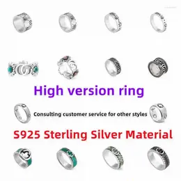 Cluster Rings High Edition Retro S925 Sterling Silver Ring Made Of Old Enamel Daisy For Male And Female Couples Premium Matching